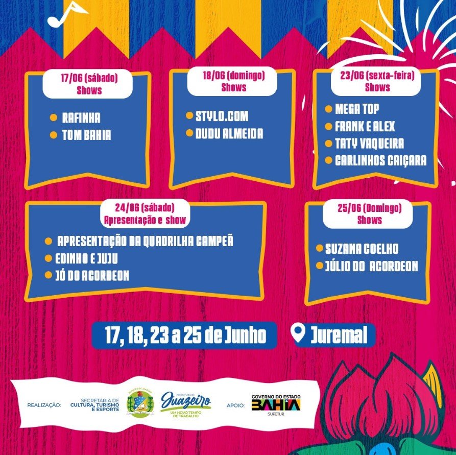 17/06 - SÁBADO TEM MEGA FESTA JUNINA